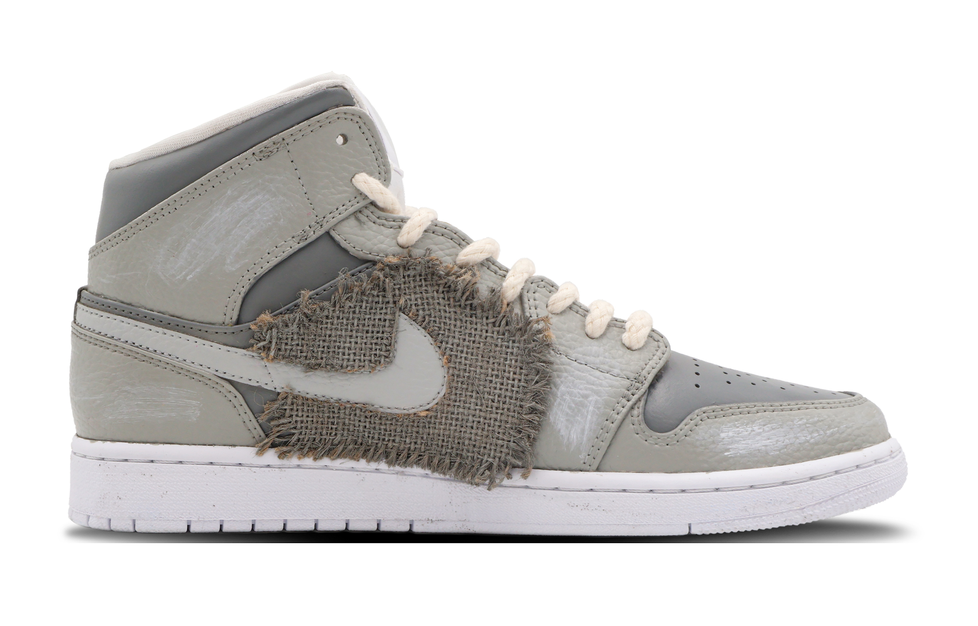 Order カスタムAJ1 Mid "荒野の印" (灰色) 554725-130(Team53-女款蛮荒符号)