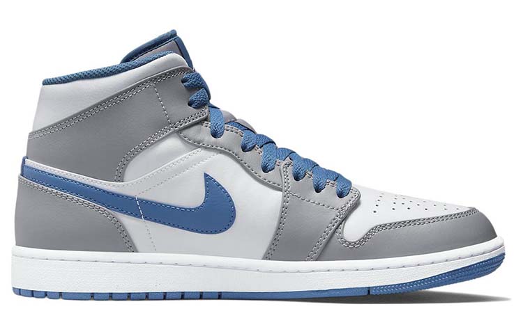 Order [Sepatu Kustom] Air Jordan 1 Mid 'Serigala Abu Putih Biru' DQ8423-014(Team56-狼山图腾)