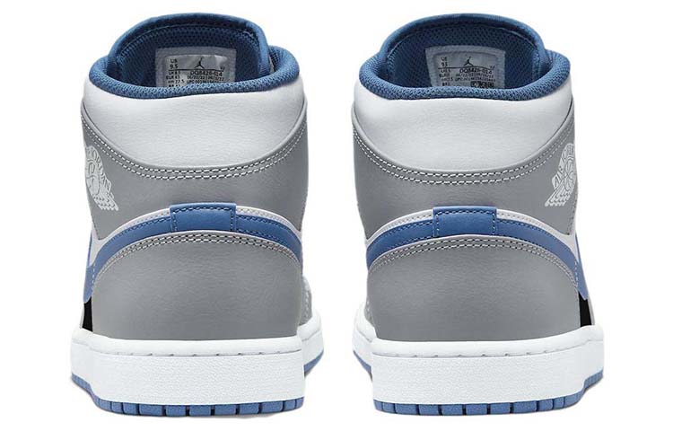 Shop [Sepatu Kustom] Air Jordan 1 Mid 'Serigala Abu Putih Biru' DQ8423-014(Team56-狼山图腾)