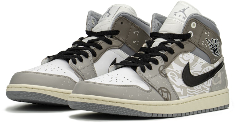 【客製化球鞋】Jordan Air Jordan 1 減齡主題 年獸 復古潑墨 中幫 復古籃球鞋 男款 灰黑 Lookbook 【客製化球鞋】Jordan Air Jordan 1 減齡主題 年獸 復古潑墨 中幫 復古籃球鞋 男款 灰黑