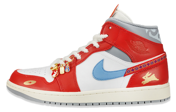 Buy 【定制球鞋】 Jordan Air Jordan 1 Mid 兔年限定CNY 民族風 復古籃球鞋 男款 白紅