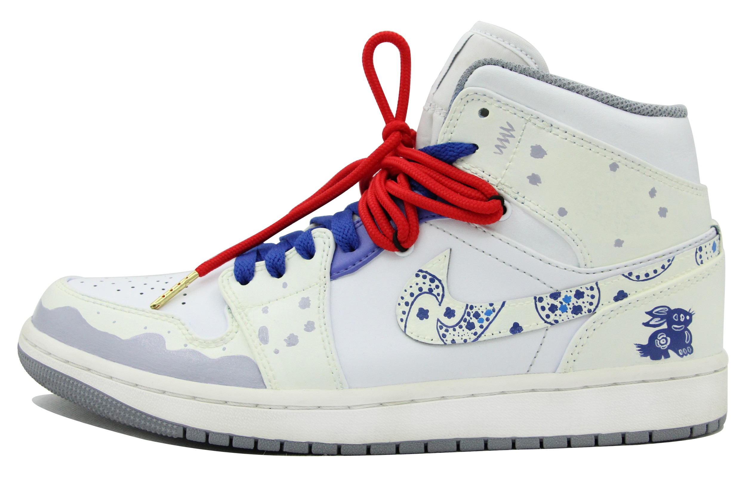 Buy [定制鞋] Air Jordan 1 Mid '兔年蓝白' 554724-135(Team39-AMY84腰花白)