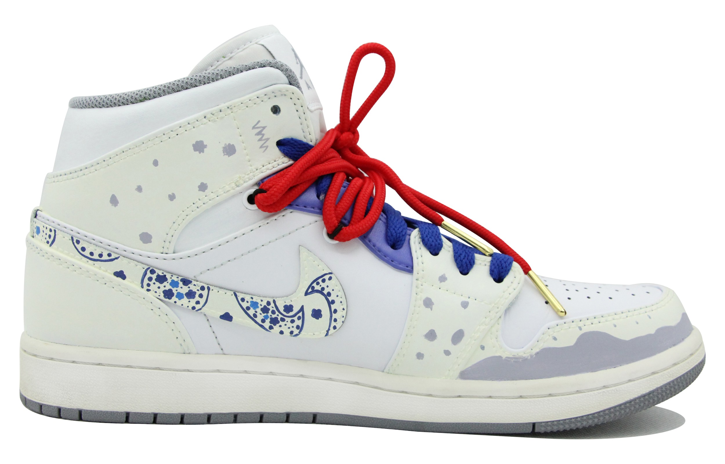 Order [定制鞋] Air Jordan 1 Mid '兔年蓝白' 554724-135(Team39-AMY84腰花白)