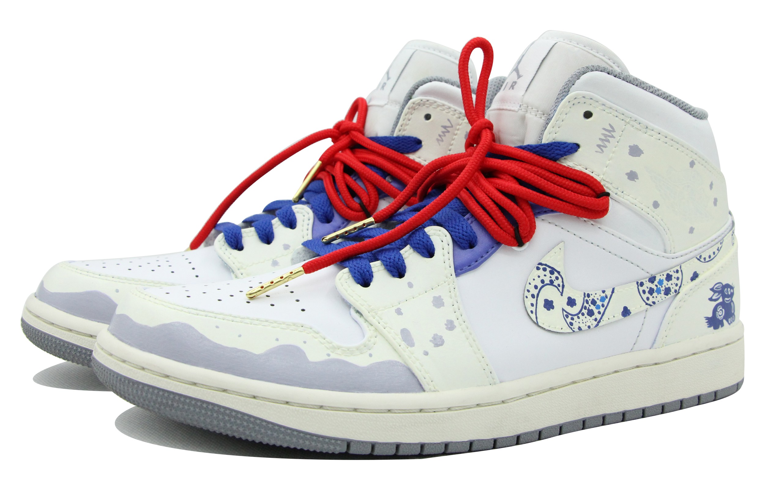 Lookbook [定制鞋] Air Jordan 1 Mid '兔年蓝白' 554724-135(Team39-AMY84腰花白)