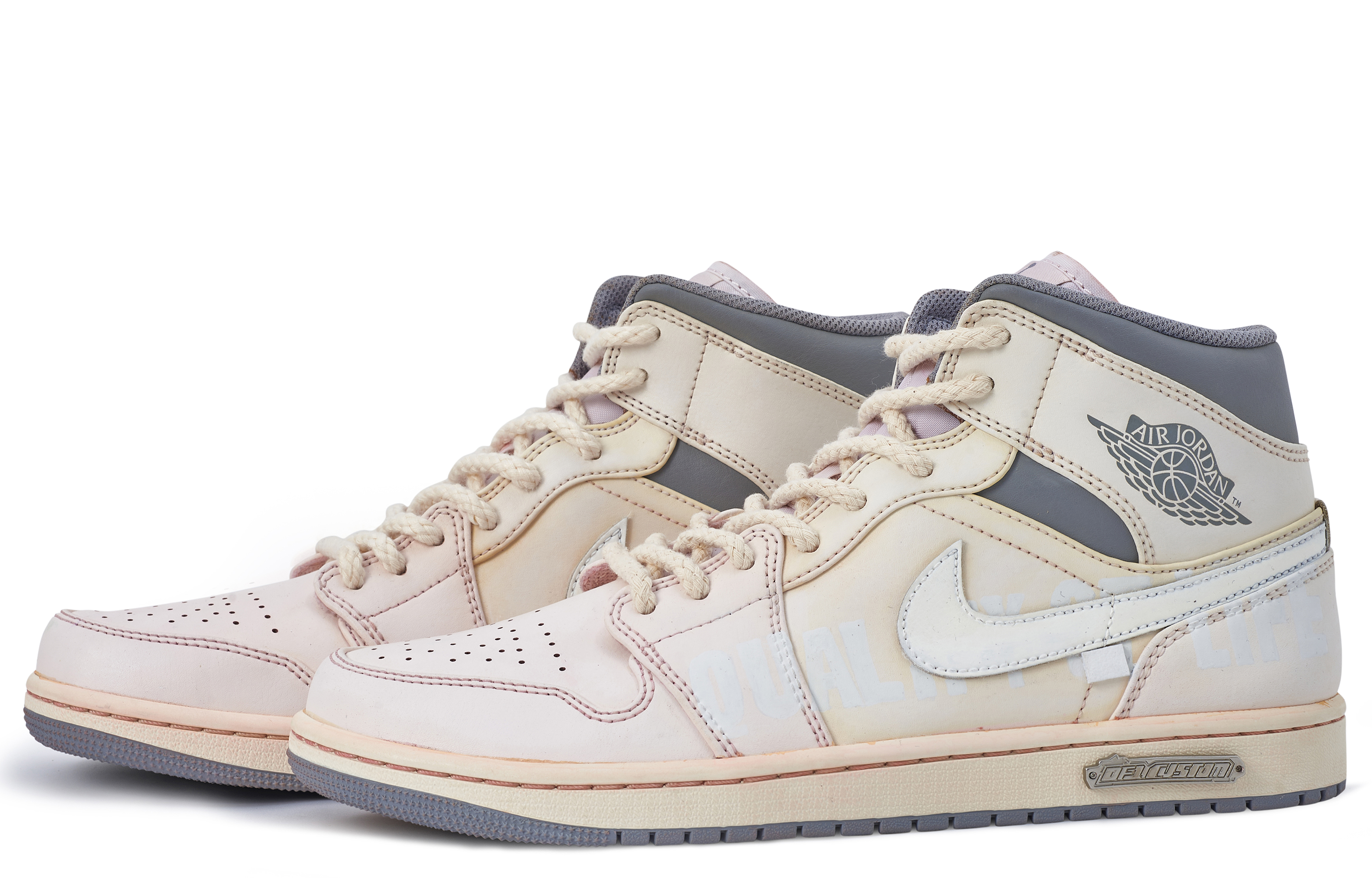 Shop [Sepatu Kustom] Air Jordan 1 Mid 'Kuning Pink Putih' 554724-135（TeamM-男款远昔S-BOX)