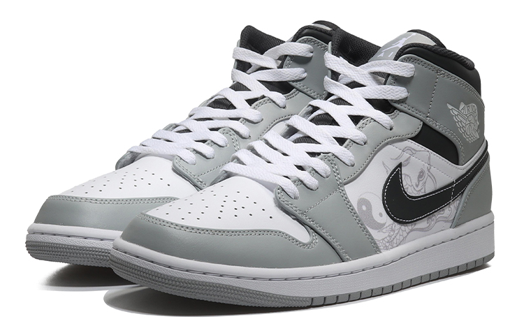 Lookbook [Zapatillas Personalizadas] Air Jordan 1 Mid 'Yin Yang Koi' 554724-078(Team10-太极鱼男灰白黑QD)
