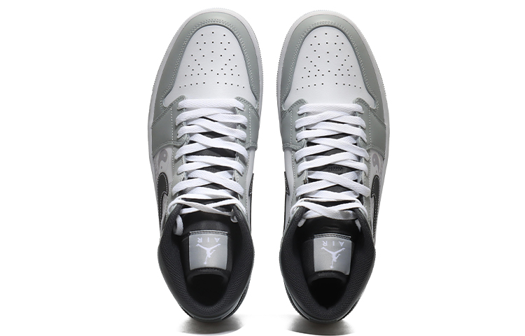 Shop [Zapatillas Personalizadas] Air Jordan 1 Mid 'Yin Yang Koi' 554724-078(Team10-太极鱼男灰白黑QD)