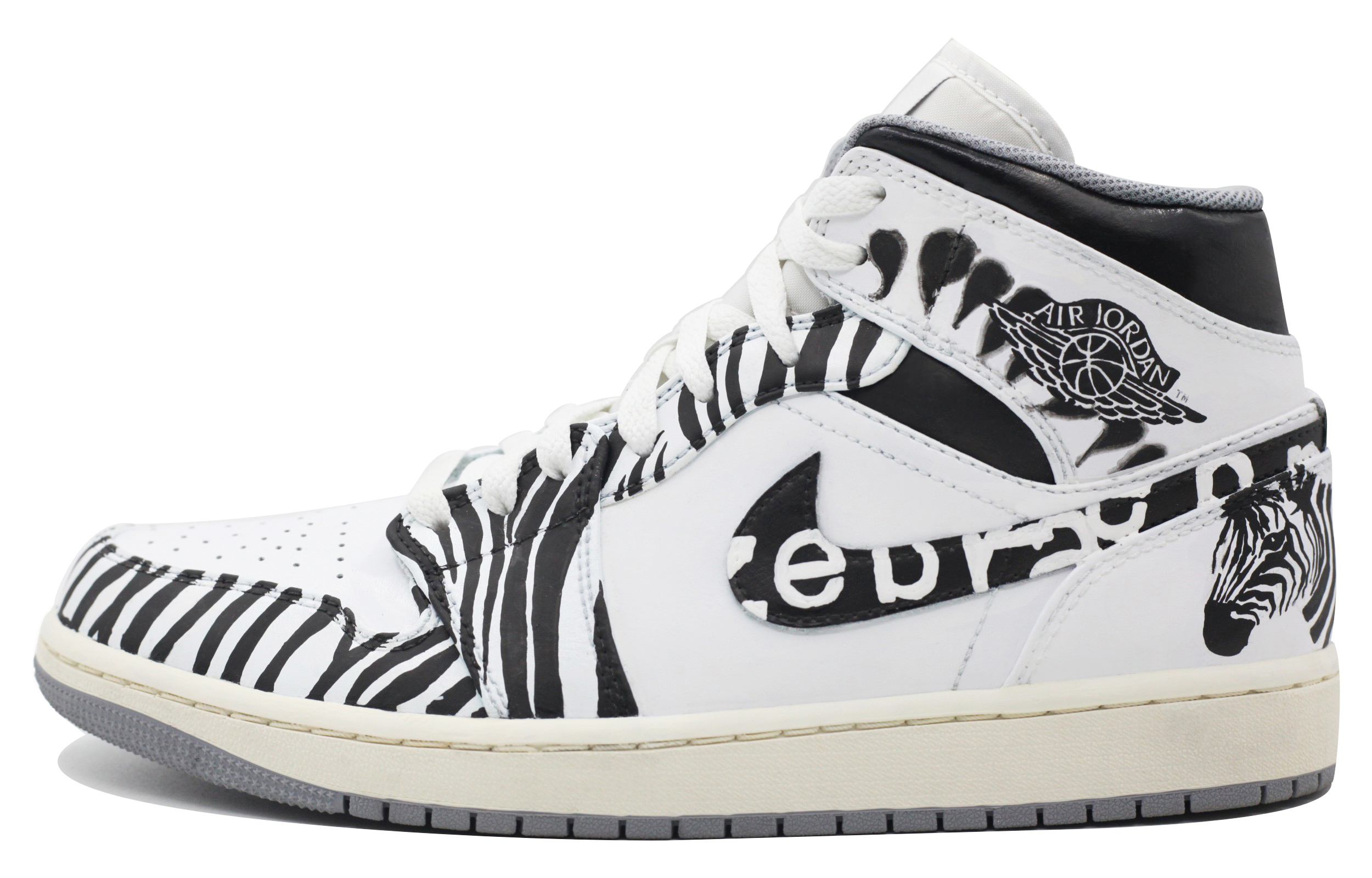 Buy 커스텀 에어 조던 1 미드 '지브라' 554724-135(Team39-AMY124斑马)