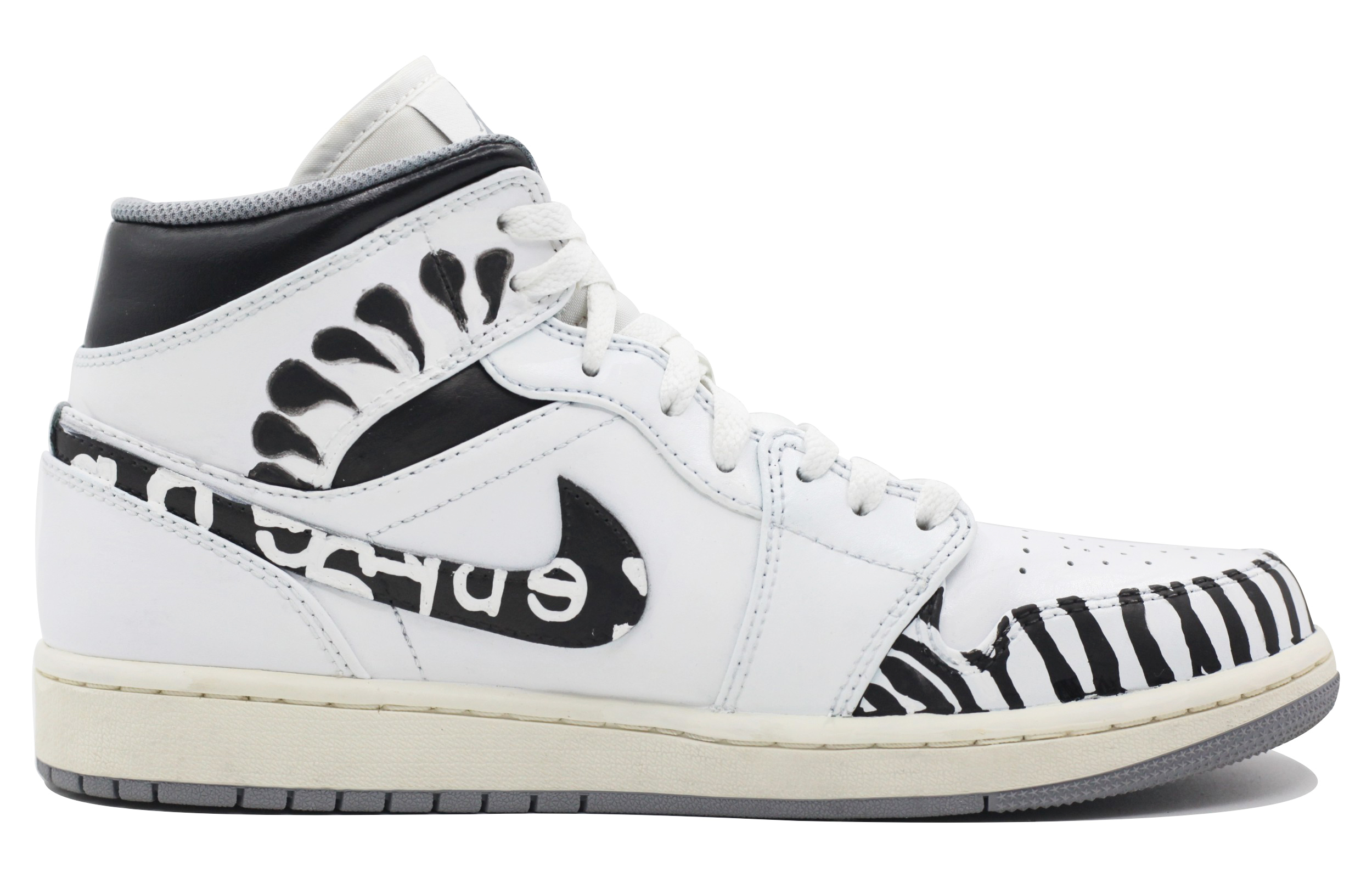 Order 커스텀 에어 조던 1 미드 '지브라' 554724-135(Team39-AMY124斑马)