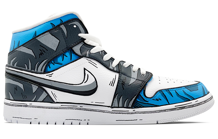 Order [定制鞋] Air Jordan 1 Mid '自在记忆' 554724-130(TeamE-男款自在极意功黑蓝白)