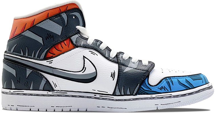 【定制球鞋】 Jordan Air Jordan 1 Mid 自在極意功 二次元 中幫 復古籃球鞋 男款 黑藍紅 Order 【定制球鞋】 Jordan Air Jordan 1 Mid 自在極意功 二次元 中幫 復古籃球鞋 男款 黑藍紅