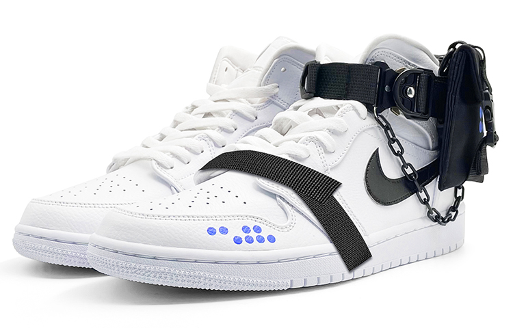 Purchase 【客製球鞋】Jordan Air Jordan 1 Mid 機能風 戰術包 條形碼 中幫 復古籃球鞋 男款 黑紫