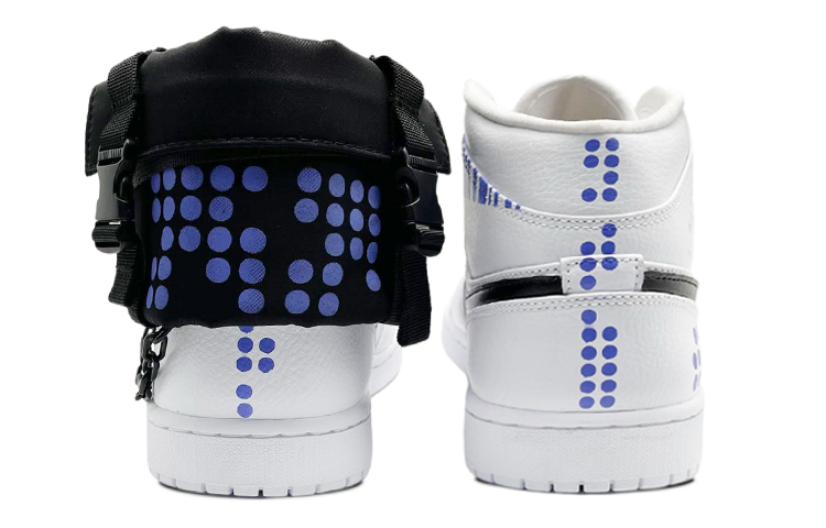 Details for 【客製球鞋】Jordan Air Jordan 1 Mid 機能風 戰術包 條形碼 中幫 復古籃球鞋 男款 黑紫