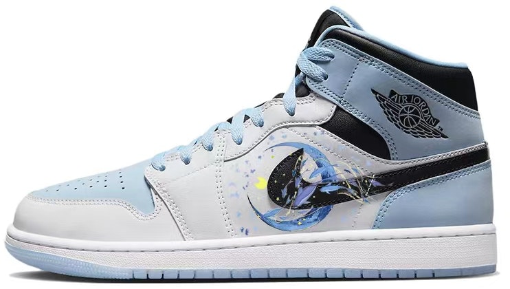 custom-shoes-air-jordan-1-mid-blue-white-starry-night-dolphin-dream