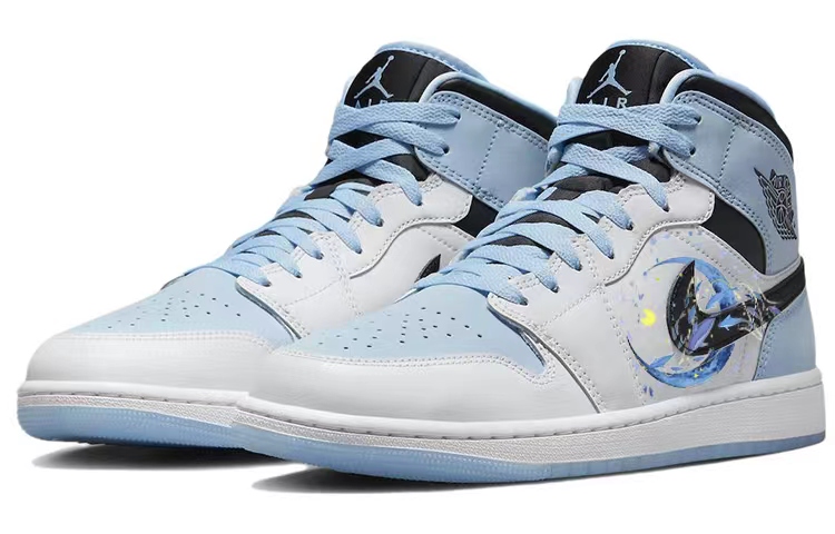 Lookbook 에어 조던 1 미드 블루 화이트 '별밤 돌고래 꿈' (50 characters) DV1308-104(Team56-逐月海豚)