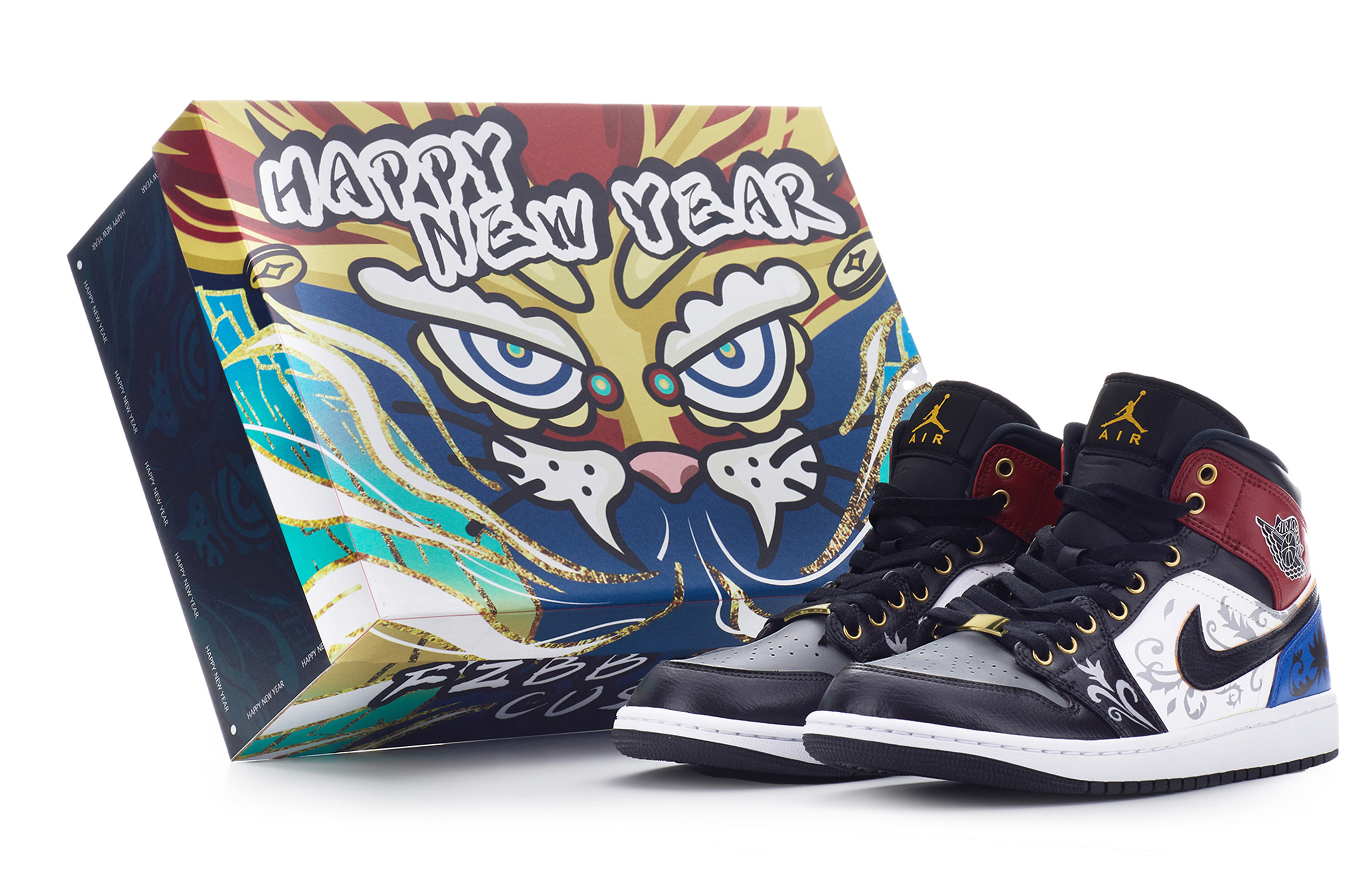 Buy Zapatillas personalizadas Air Jordan 1 Mid 'Tigre Año Nuevo Chino' 554724-170(TeamA-黄男国风S-BOX)