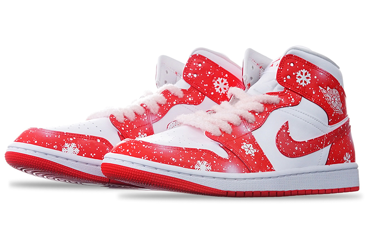 Lookbook Zapatillas personalizadas Air Jordan 1 Mid 'Copo de Nieve Helado' BQ6472-116(TeamT-圣诞红白S-BOX)