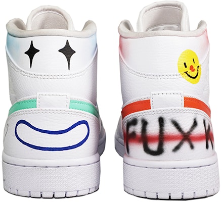 【訂製球鞋】Air Jordan 1 Mid 塗鴉 小丑 愚人節專屬訂製 中幫復古籃球鞋 藍白紅 Shop 【訂製球鞋】Air Jordan 1 Mid 塗鴉 小丑 愚人節專屬訂製 中幫復古籃球鞋 藍白紅