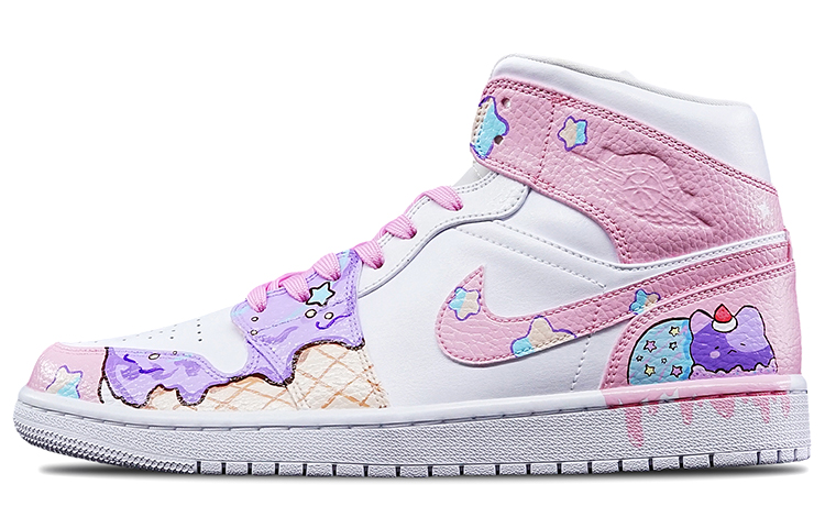 Buy [Kasut Custom] Air Jordan 1 Mid Pink Purple Putih 'Ais Krim Musim Panas' 554724-130(TeamT-男女夏日雪糕冰淇淋粉红紫)