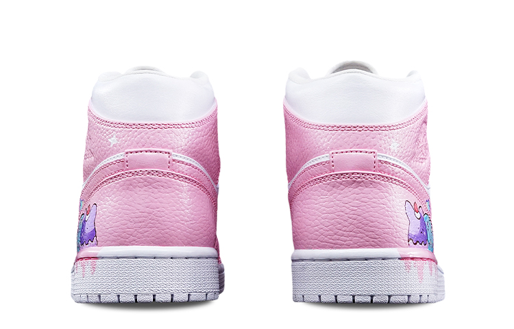 Shop [Kasut Custom] Air Jordan 1 Mid Pink Purple Putih 'Ais Krim Musim Panas' 554724-130(TeamT-男女夏日雪糕冰淇淋粉红紫)