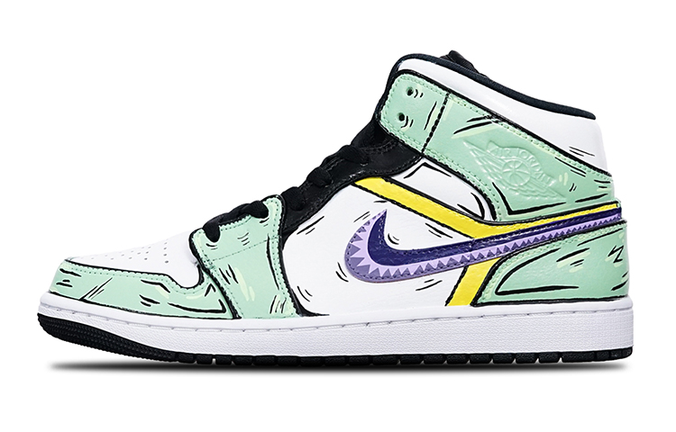 Buy [定制鞋款] Air Jordan 1 Mid 紫绿「海贼王索隆」 554725-132(Teamone-女款索隆)