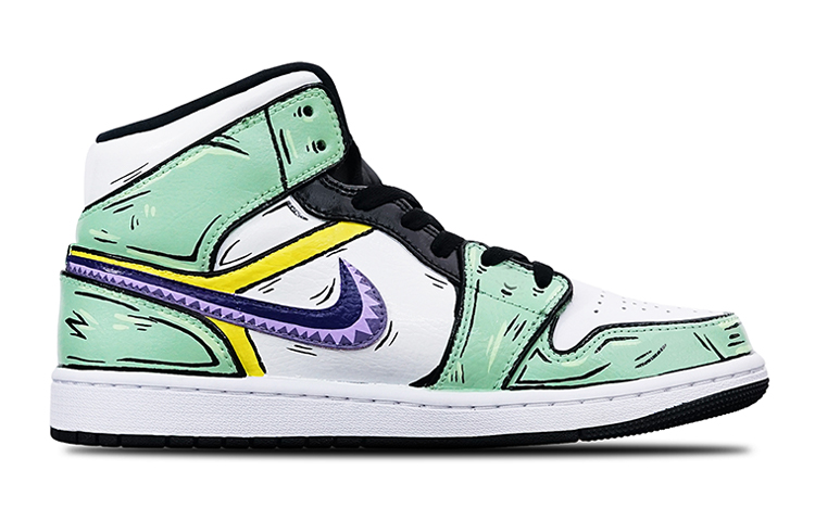 Order [定制鞋款] Air Jordan 1 Mid 紫绿「海贼王索隆」 554725-132(Teamone-女款索隆)