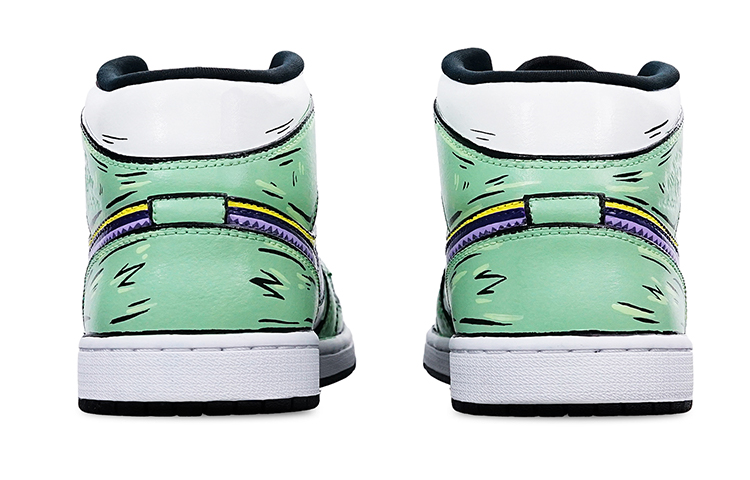 Shop [定制鞋款] Air Jordan 1 Mid 紫绿「海贼王索隆」 554725-132(Teamone-女款索隆)