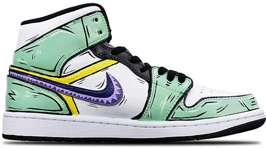 カスタムシューズ - エアジョーダン1ミッド 紫白緑 'ワンピースゾロ' 554724-132(Teamone-男款索隆) Order カスタムシューズ - エアジョーダン1ミッド 紫白緑 'ワンピースゾロ' 554724-132(Teamone-男款索隆)