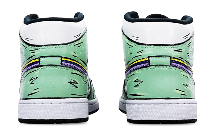 Shop カスタムシューズ - エアジョーダン1ミッド 紫白緑 'ワンピースゾロ' 554724-132(Teamone-男款索隆)