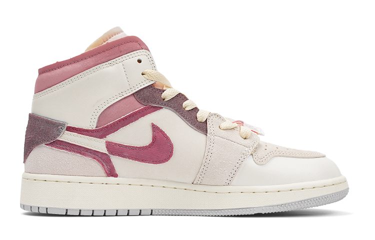 Order [Sepatu Custom] Air Jordan 1 Mid SE 'Berry Bear Pink-Abu' DQ3726-100(TeamI-女款甜心小熊L灰粉)