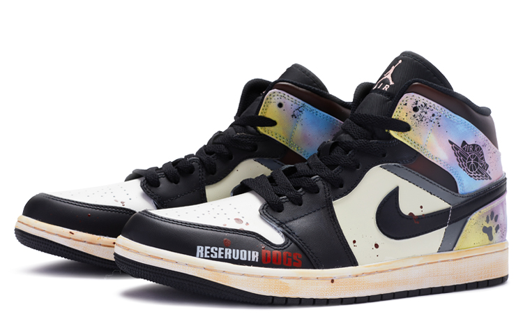 Lookbook [Sepatu Custom] Air Jordan 1 Mid SE 'Hitam Putih Pink Tie-Dye' DM1200-001(TeamR-落水狗黑白粉男款)