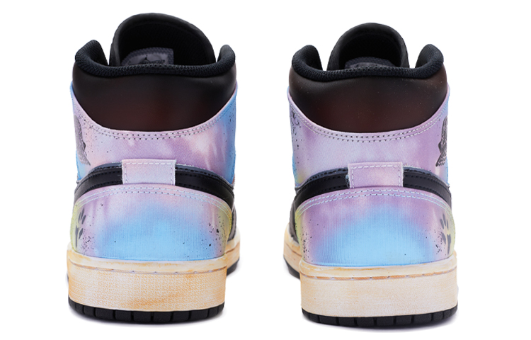 Shop [Sepatu Custom] Air Jordan 1 Mid SE 'Hitam Putih Pink Tie-Dye' DM1200-001(TeamR-落水狗黑白粉男款)