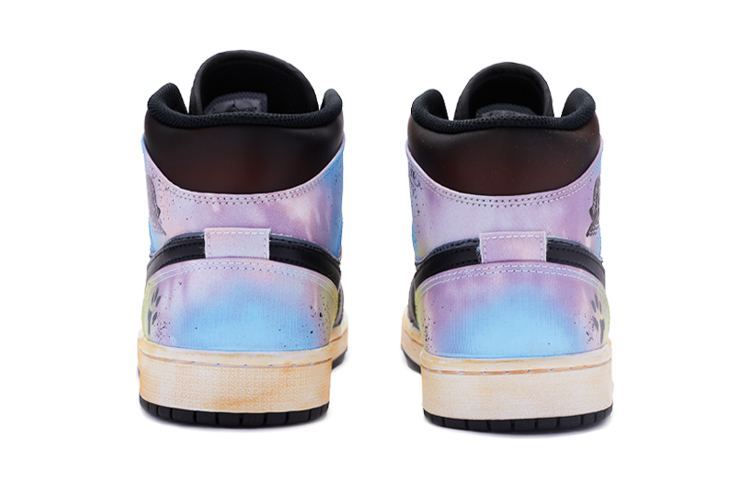 Shop [Sepatu Custom] Air Jordan 1 Mid SE 'Hitam Putih Pink Tie-Dye' DM6216-001(TeamR-落水狗女款黑白粉)