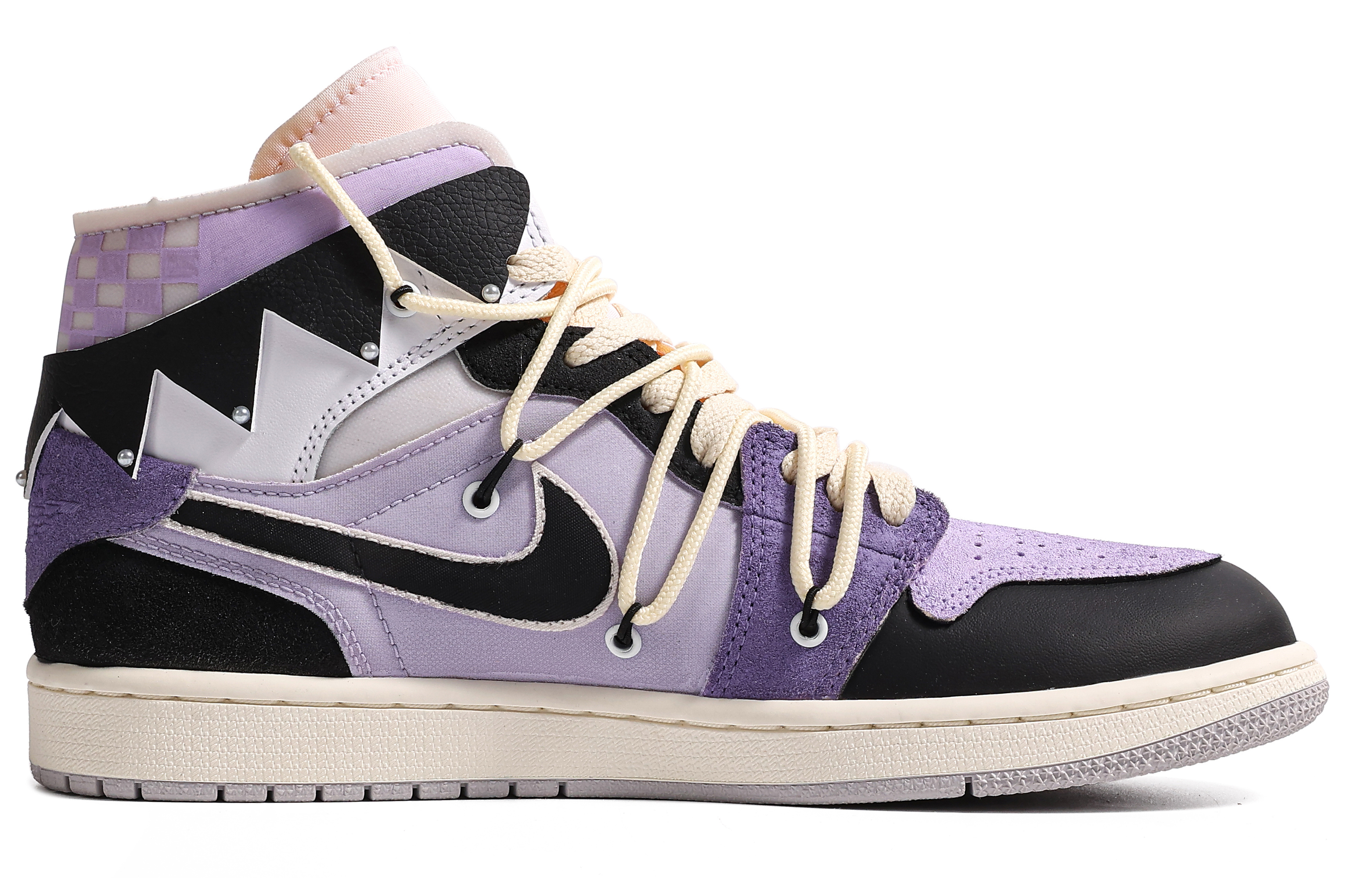 Order 【カスタムシューズ】エアジョーダン1ミッドSE「ブラックホワイトパープル-ダヴィンチカスタム」 DM9652-100(TeamM-男款魔紫库洛S-BOX)