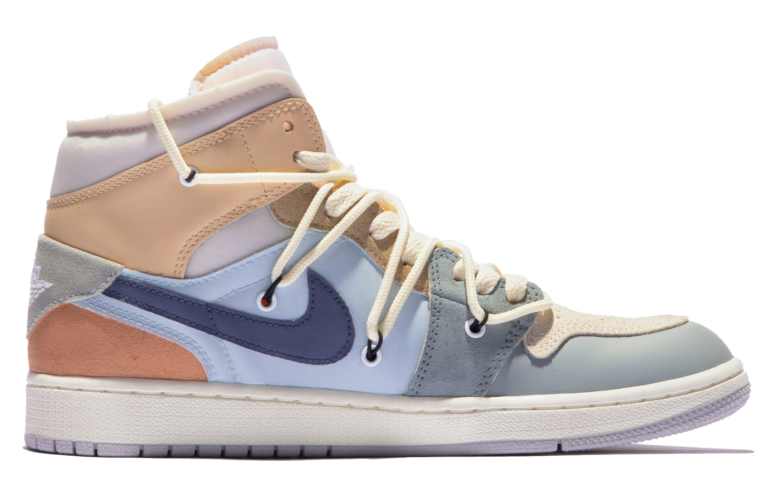 Order [Sepatu Kustom] Air Jordan 1 Mid SE 'Biru-Coklat-Kuning Da Vinci' DM9652-100（TeamM-男款幽灵日记S-BOX)