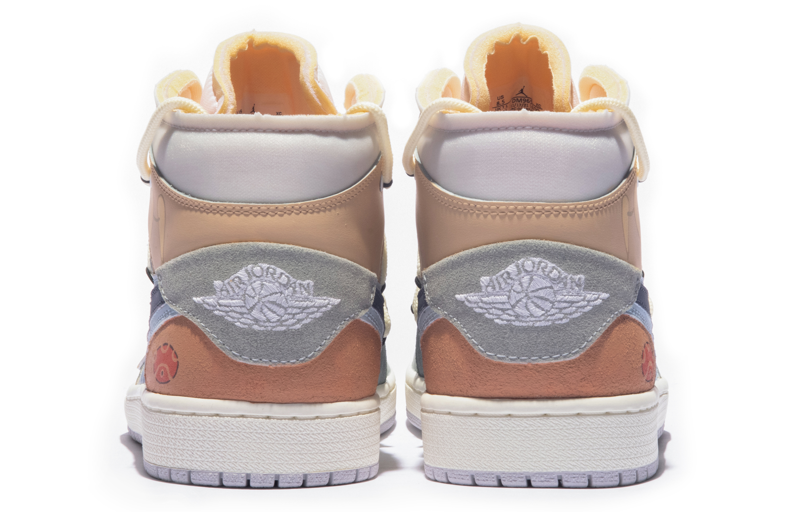 Shop [Sepatu Kustom] Air Jordan 1 Mid SE 'Biru-Coklat-Kuning Da Vinci' DM9652-100（TeamM-男款幽灵日记S-BOX)