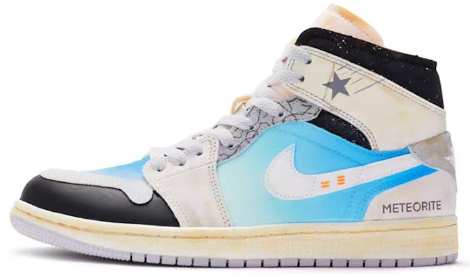 【訂製球鞋】Jordan Air Jordan 1 Mid SE 隕石 手繪噴繪 中幫 復古籃球鞋 男款 藍白黑 Buy 【訂製球鞋】Jordan Air Jordan 1 Mid SE 隕石 手繪噴繪 中幫 復古籃球鞋 男款 藍白黑