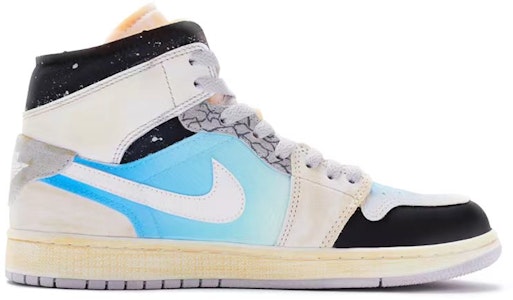 【訂製球鞋】Jordan Air Jordan 1 Mid SE 隕石 手繪噴繪 中幫 復古籃球鞋 男款 藍白黑 Order 【訂製球鞋】Jordan Air Jordan 1 Mid SE 隕石 手繪噴繪 中幫 復古籃球鞋 男款 藍白黑