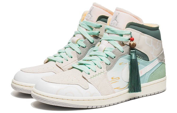 Lookbook カスタムAJ1 MID SE "翡翠"(CNY) DM9652-100(TeamB-男款翠绿挂坠)