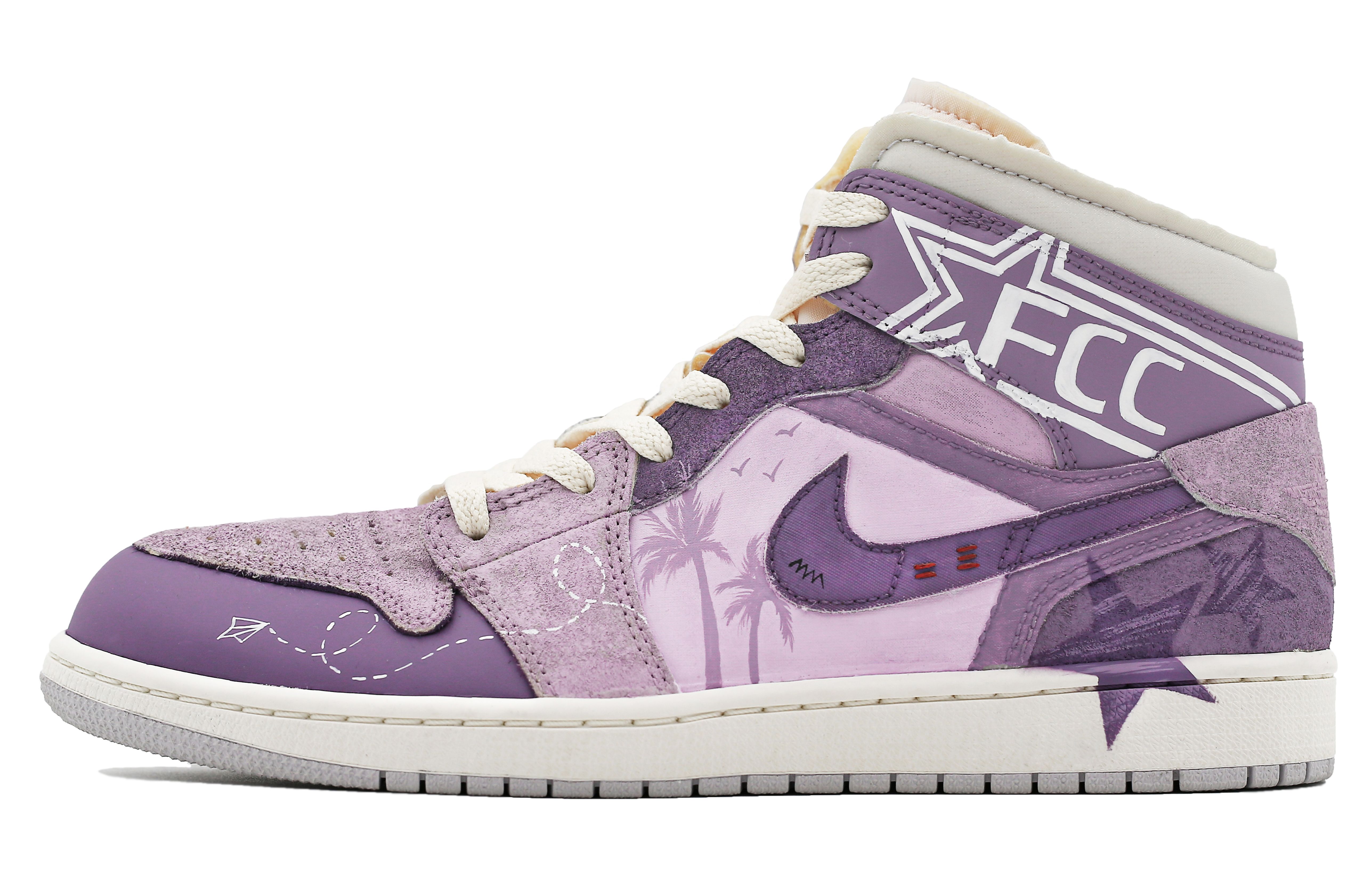Buy [Kasut Custom] Air Jordan 1 Mid SE 'Coconut Taro Graffiti' DQ3726-100(Team31-女款椰岛香芋)