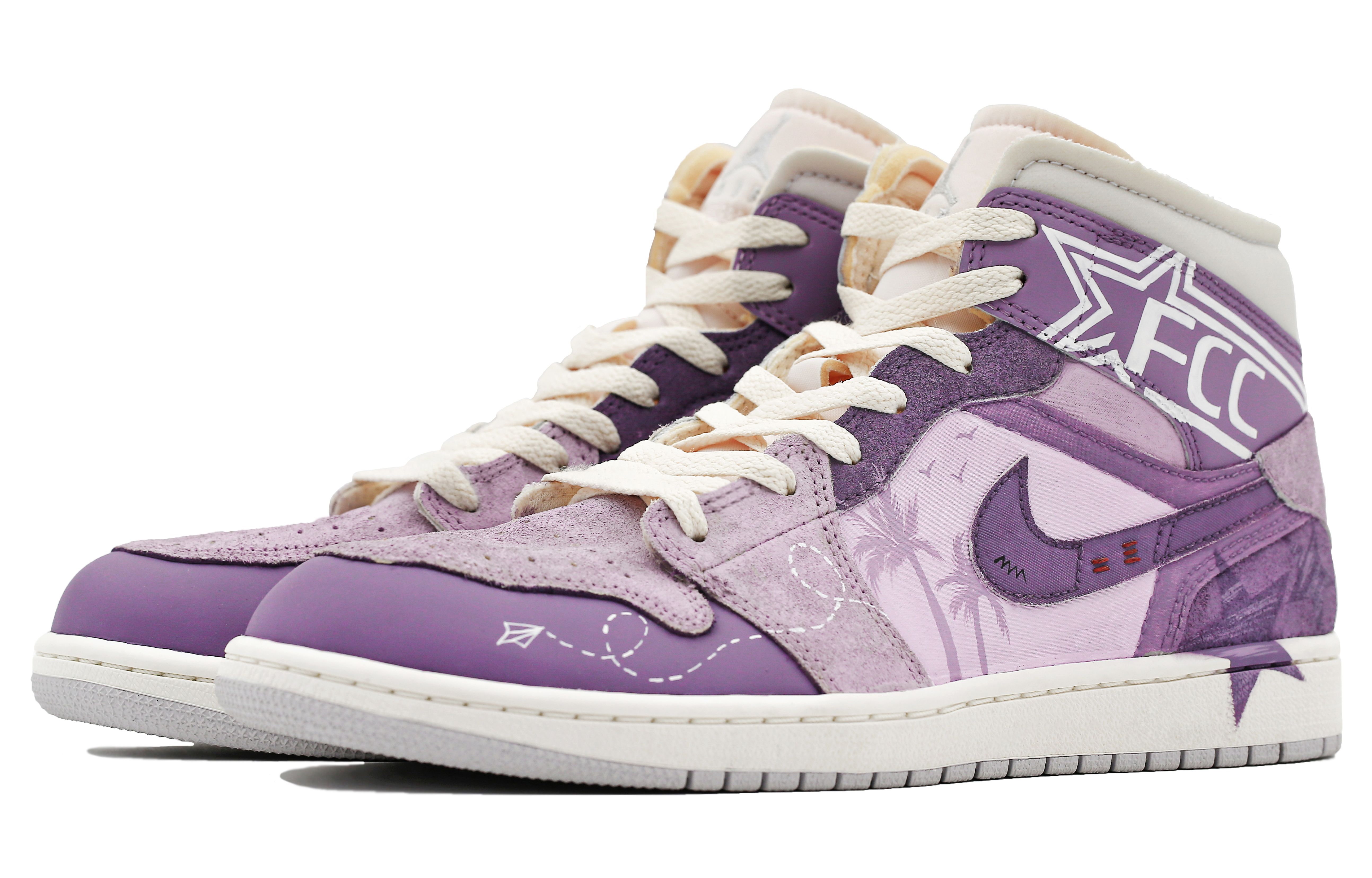 Lookbook [Kasut Custom] Air Jordan 1 Mid SE 'Coconut Taro Graffiti' DQ3726-100(Team31-女款椰岛香芋)