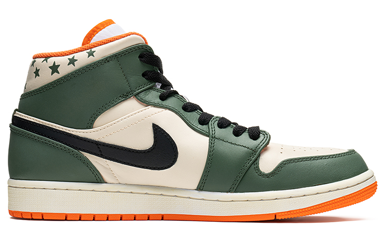 Order [Sepatu Custom] Air Jordan 1 Mid SE 'Coffee Dye Graffiti Star Hijau Army' DM3531-800(TeamB-男款五角星军绿)