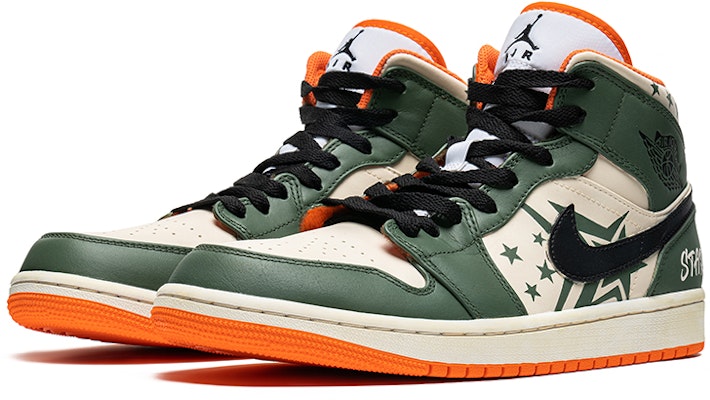 커스텀 조던 1 미드 '커피 그라피티 스타 아미 그린' DM3531-800(TeamB-男款五角星军绿) Lookbook 커스텀 조던 1 미드 '커피 그라피티 스타 아미 그린' DM3531-800(TeamB-男款五角星军绿)