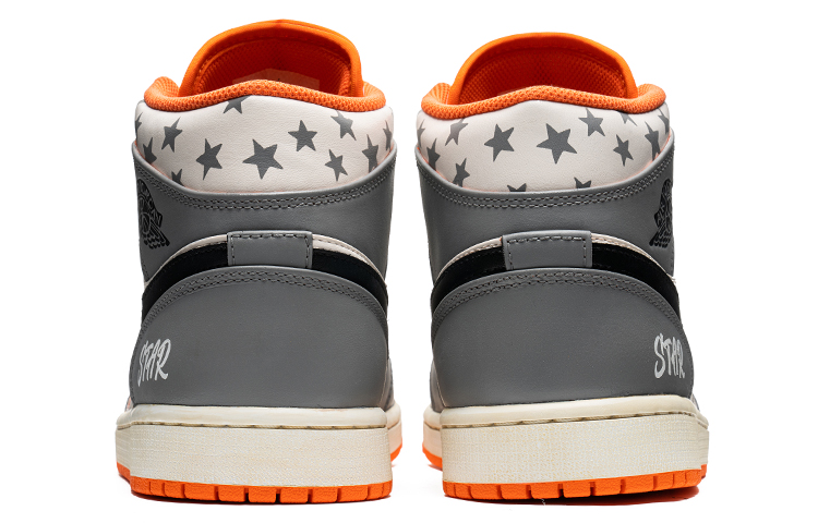 Shop [定制鞋款] Air Jordan 1 Mid SE '咖啡染涂鸦白灰橙' DM3531-800(TeamB-男款五角星咖色)