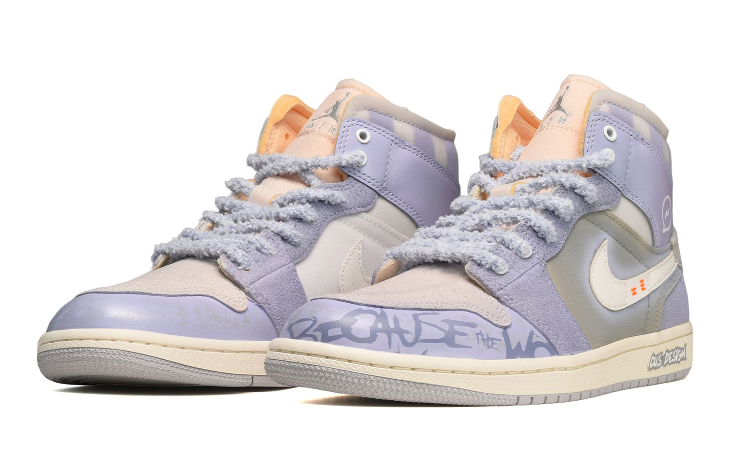 Lookbook [定制鞋] Air Jordan 1 Mid SE '定制涂鸦灰白紫' DQ3726-100(TeamE-女款涂鸦字母灰白紫)
