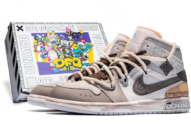 【定制球鞋】 Jordan Air Jordan 1 Mid SE Craft 達芬奇定制 特殊鞋盒 圖騰印記 圖騰 線條 解構 中幫 復古籃球鞋 GS 白灰 Buy 【定制球鞋】 Jordan Air Jordan 1 Mid SE Craft 達芬奇定制 特殊鞋盒 圖騰印記 圖騰 線條 解構 中幫 復古籃球鞋 GS 白灰