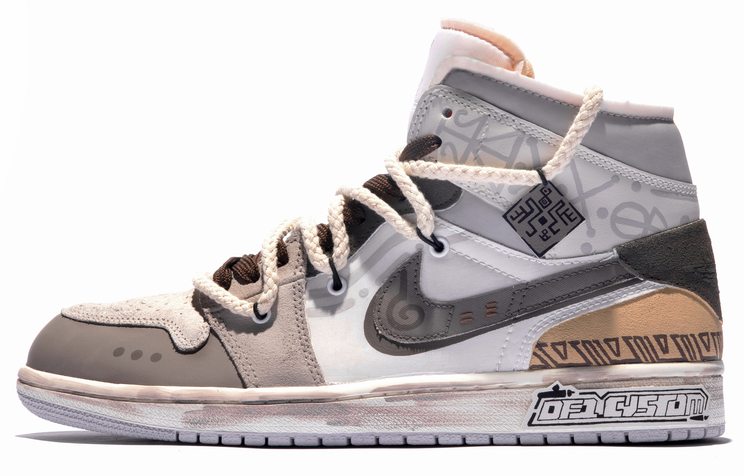 Order [Kasut Custom] Air Jordan 1 Mid SE 'Da Vinci' DQ3726-100(TeamM-女款图腾印记S-BOX)