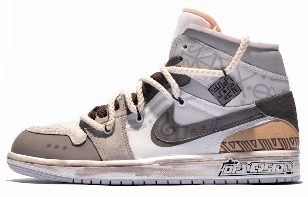 【定制球鞋】 Jordan Air Jordan 1 Mid SE Craft 達芬奇定制 特殊鞋盒 圖騰印記 圖騰 線條 解構 中幫 復古籃球鞋 GS 白灰 Order 【定制球鞋】 Jordan Air Jordan 1 Mid SE Craft 達芬奇定制 特殊鞋盒 圖騰印記 圖騰 線條 解構 中幫 復古籃球鞋 GS 白灰