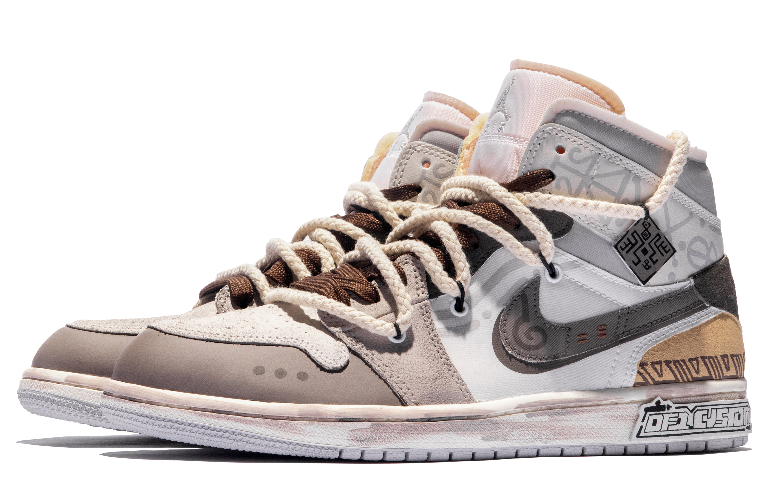 Shop [Kasut Custom] Air Jordan 1 Mid SE 'Da Vinci' DQ3726-100(TeamM-女款图腾印记S-BOX)