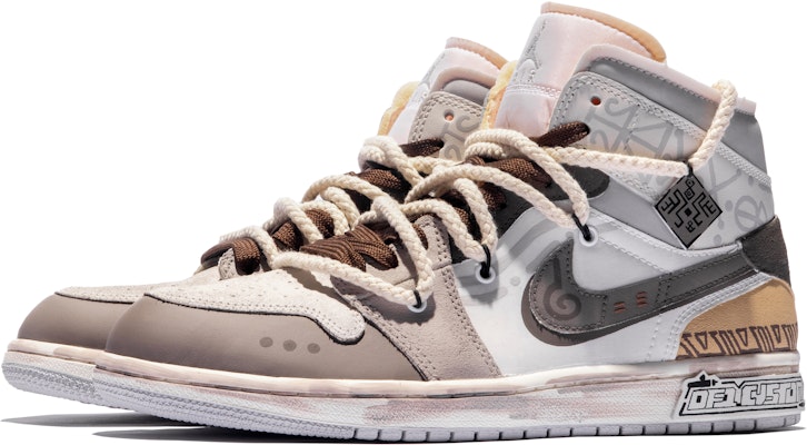 【定制球鞋】 Jordan Air Jordan 1 Mid SE Craft 達芬奇定制 特殊鞋盒 圖騰印記 圖騰 線條 解構 中幫 復古籃球鞋 GS 白灰 Shop 【定制球鞋】 Jordan Air Jordan 1 Mid SE Craft 達芬奇定制 特殊鞋盒 圖騰印記 圖騰 線條 解構 中幫 復古籃球鞋 GS 白灰